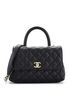Chanel 100% Leather Black Coco Top Handle Bag Quilted Caviar Mini One size - photo 1