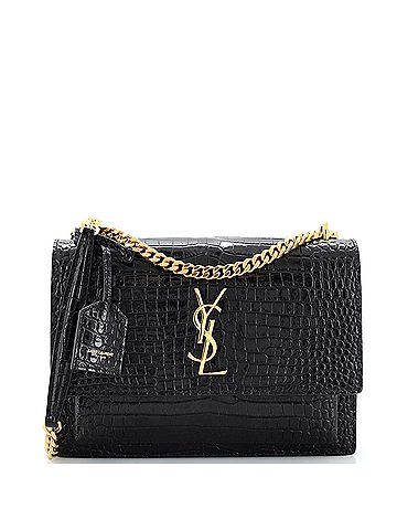 Saint Laurent Sunset Crossbody Bag Crocodile Embossed Leather Medium (view 1)