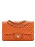 Chanel 100% Leather Orange Chanel Classic Double Flap Bag Quilted Caviar Medium  One size - photo 1