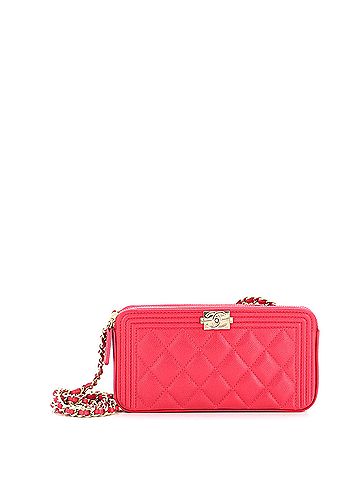Chanel Boy Double Zip Clutch with Chain Quilted Caviar (view 1)