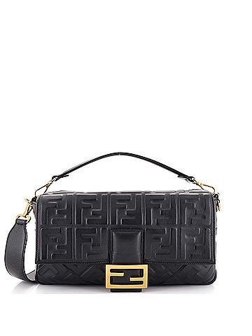 Fendi Baguette NM Bag Zucca Embossed Leather Large (view 1)