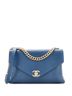 Chanel 100% Leather Blue Coco Chevron Flap Bag Stitched Calfskin Medium One size - photo 1