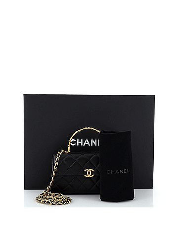 Chanel Top Handle Phone Holder with Chain Quilted Lambskin with Enamel (view 1)