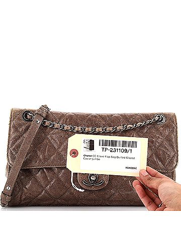 Chanel CC Crave Flap Bag Quilted Glazed Caviar Jumbo (view 1)