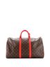 Louis Vuitton Brown Red Keepall Bandouliere Bag Monogram Canvas with Coquelicot Leather Trim 50 One size - photo 4