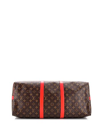 Louis Vuitton Keepall Bandouliere Bag Monogram Canvas with Coquelicot Leather Trim 50 (view 2)