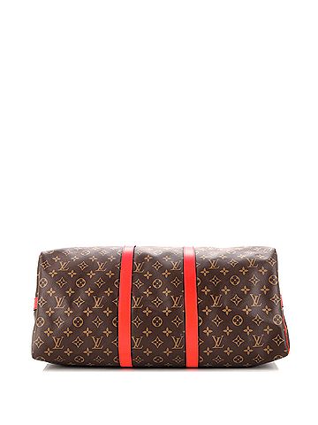Louis Vuitton Keepall Bandouliere Bag Monogram Canvas with Coquelicot Leather Trim 50 (view 2)