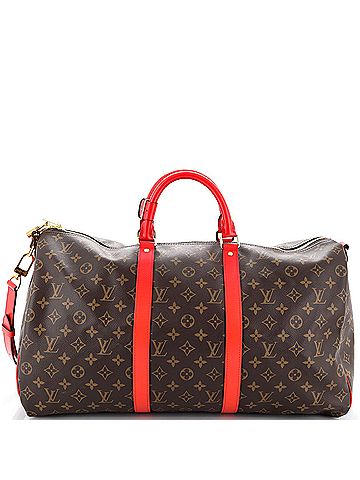 Louis Vuitton Keepall Bandouliere Bag Monogram Canvas with Coquelicot Leather Trim 50 (view 1)