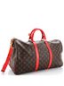 Louis Vuitton Red Brown Keepall Bandouliere Bag Monogram Canvas with Coquelicot Leather Trim 50 One size - photo 3