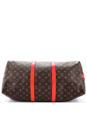 Louis Vuitton Keepall Bandouliere Bag Monogram Canvas with Coquelicot Leather Trim 50 (view 2)