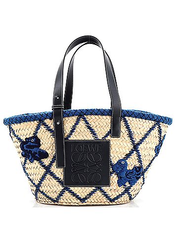 Loewe Basket Tote Embroidered Raffia Medium (view 1)