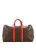 Louis Vuitton Brown Red Keepall Bandouliere Bag Monogram Canvas with Coquelicot Leather Trim 50 One size - photo 4