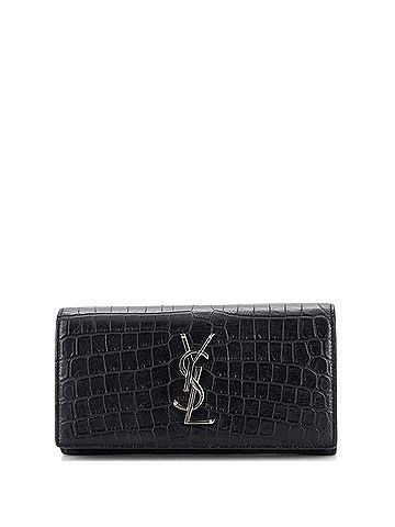 Saint Laurent Classic Monogram Flap Wallet Crocodile Embossed Leather (view 1)