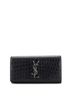 Saint Laurent 100% Leather Black Classic Monogram Flap Wallet Crocodile Embossed Leather One size - photo 1