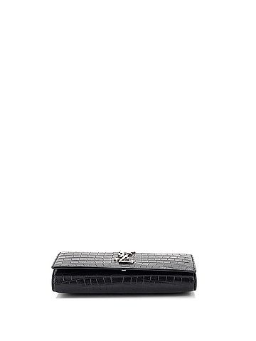 Saint Laurent Classic Monogram Flap Wallet Crocodile Embossed Leather (view 2)