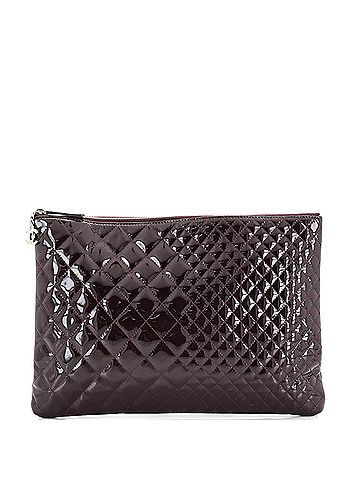 Chanel CC Zip Pouch Biquilted Patent Large (view 1)