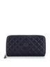 Chanel 100% Leather Blue Zip Around Wallet Quilted Caviar Long One size - photo 1