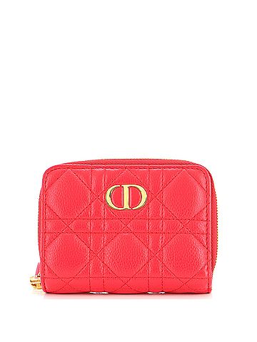 Christian Dior Caro Zipped Wallet Cannage Quilt Grained Calfskin Compact (view 1)