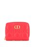 Christian Dior 100% Leather Pink Caro Zipped Wallet Cannage Quilt Grained Calfskin Compact One size - photo 1