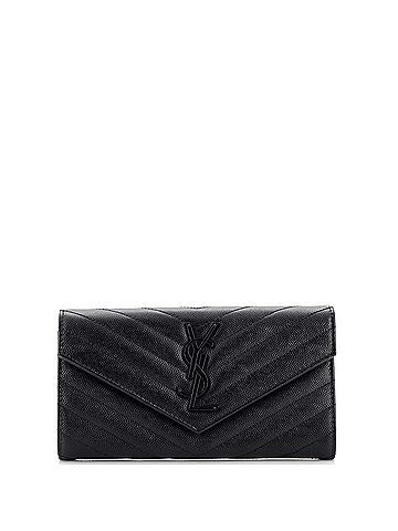 Saint Laurent Classic Monogram Flap Wallet Matelasse Chevron Leather Large (view 1)