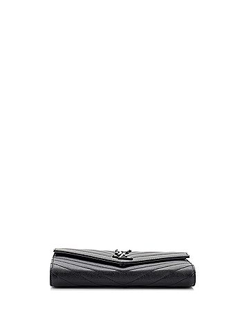 Saint Laurent Classic Monogram Flap Wallet Matelasse Chevron Leather Large (view 2)