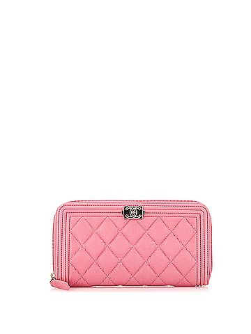 Chanel Boy Zip Around Wallet Quilted Caviar Long (view 1)