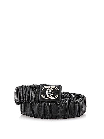 Chanel CC Turnlock Elastic Belt Ruched Leather with Metal (view 1)