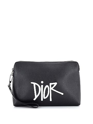 Christian Dior Shawn Stussy Zip Pouch Printed Leather Medium (view 1)