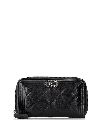 Chanel Boy Zip Around Wallet Quilted Caviar Small (view 1)
