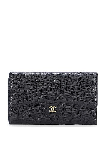 Chanel Trifold Classic Flap Wallet Quilted Caviar Long (view 1)