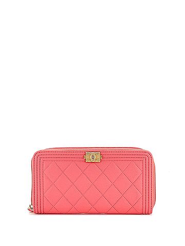 Chanel Boy Zip Around Wallet Quilted Caviar Long (view 1)