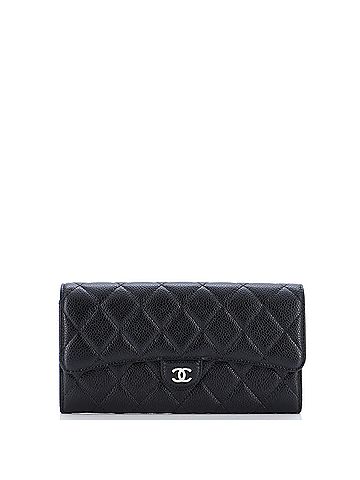 Chanel CC Gusset Classic Flap Wallet Quilted Caviar Long (view 1)