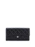 Chanel 100% Leather Black CC Gusset Classic Flap Wallet Quilted Caviar Long One size - photo 1
