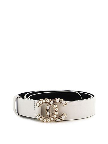 Chanel CC Chain Buckle Belt Leather with Metal, Crystals and Faux Pearls Medium (view 1)