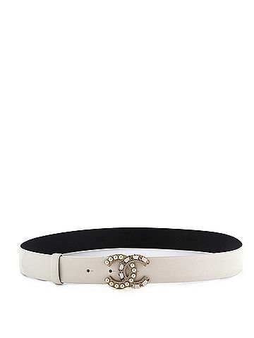 Chanel CC Chain Buckle Belt Leather with Metal, Crystals and Faux Pearls Medium (view 2)