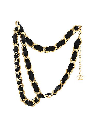 Chanel CHA-NEL Logo Belt Metal and Leather (view 1)