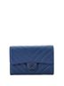 Chanel 100% Leather Blue CC Gusset Classic Flap Wallet Chevron Caviar Medium One size - photo 1