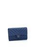 Chanel 100% Leather Blue CC Gusset Classic Flap Wallet Chevron Caviar Medium One size - photo 4