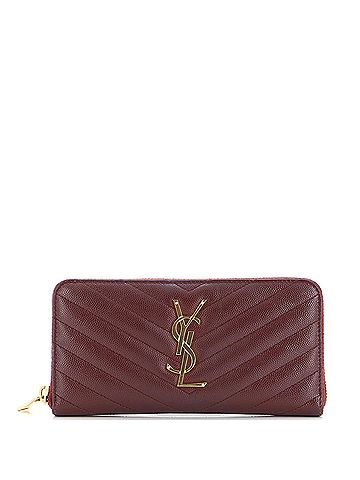 Saint Laurent Classic Monogram Zip Around Wallet Matelasse Chevron Leather (view 1)