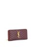 Saint Laurent 100% Leather Red Classic Monogram Zip Around Wallet Matelasse Chevron Leather One size - photo 3