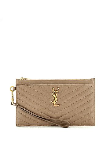 Saint Laurent Classic Monogram Zip Bill Pouch Matelasse Chevron Leather Large (view 1)
