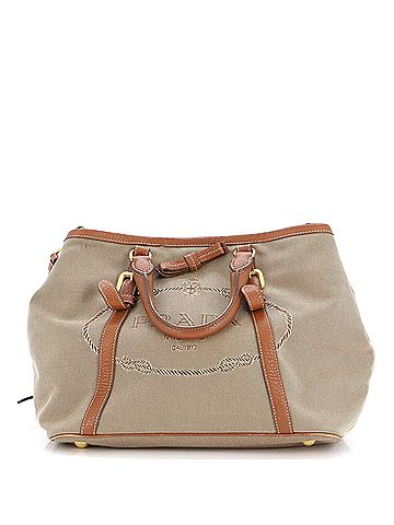 Prada Logo Convertible Tote Canvas with Leather Medium (view 1)