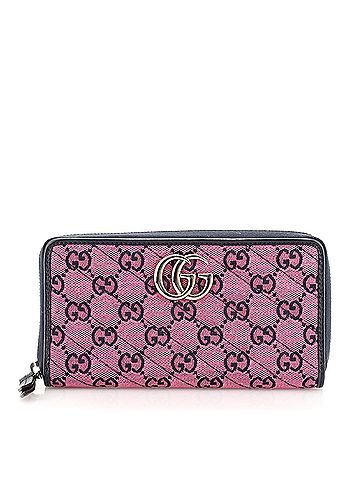 Gucci GG Marmont Zip Around Wallet Diagonal Quilted GG Canvas Long (view 1)