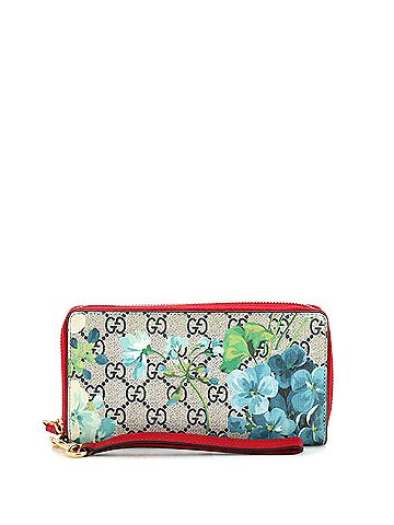 Gucci Zip Around Wallet Blooms Print GG Coated Canvas (view 1)