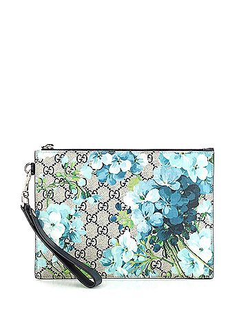 Gucci Wristlet Zip Pouch Blooms Print GG Coated Canvas Small (view 1)