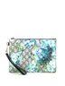 Gucci 100% Coatead Canvas Blue Wristlet Zip Pouch Blooms Print GG Coated Canvas Small One size - photo 1