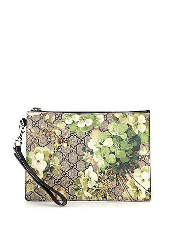 Gucci Wristlet Zip Pouch Blooms Print GG Coated Canvas Small (view 1)
