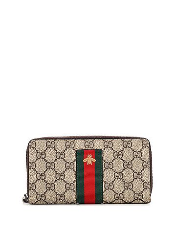 Gucci Bee Web Zip Around Wallet GG Coated Canvas (view 1)