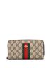 Gucci 100% Coatead Canvas Brown Bee Web Zip Around Wallet GG Coated Canvas One size - photo 1