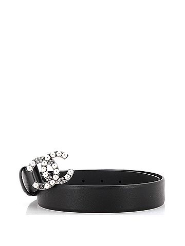 Chanel CC Belt Leather and Metal with Faux Pearls and Crystals Medium (view 1)